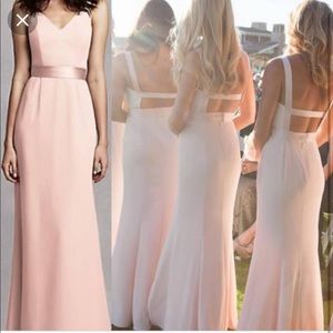 NWT Vera Wang White David’s Bridal Crepe Satin Bridesmaid Dress in Blush